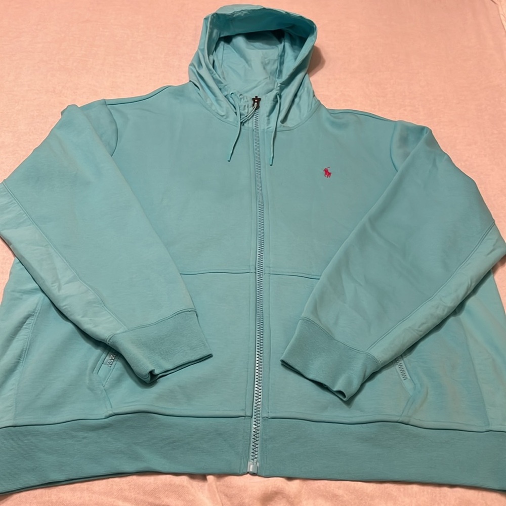 New mens XXL POLO RALPH LAUREN Performance Track Jacket. (Color is bright Aqua)